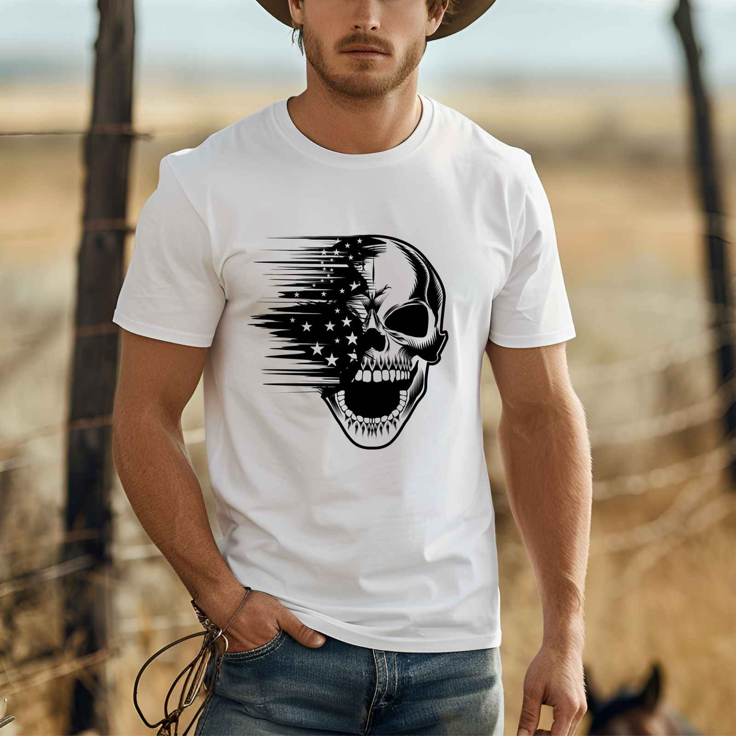 Skeleton Skull Shirt White