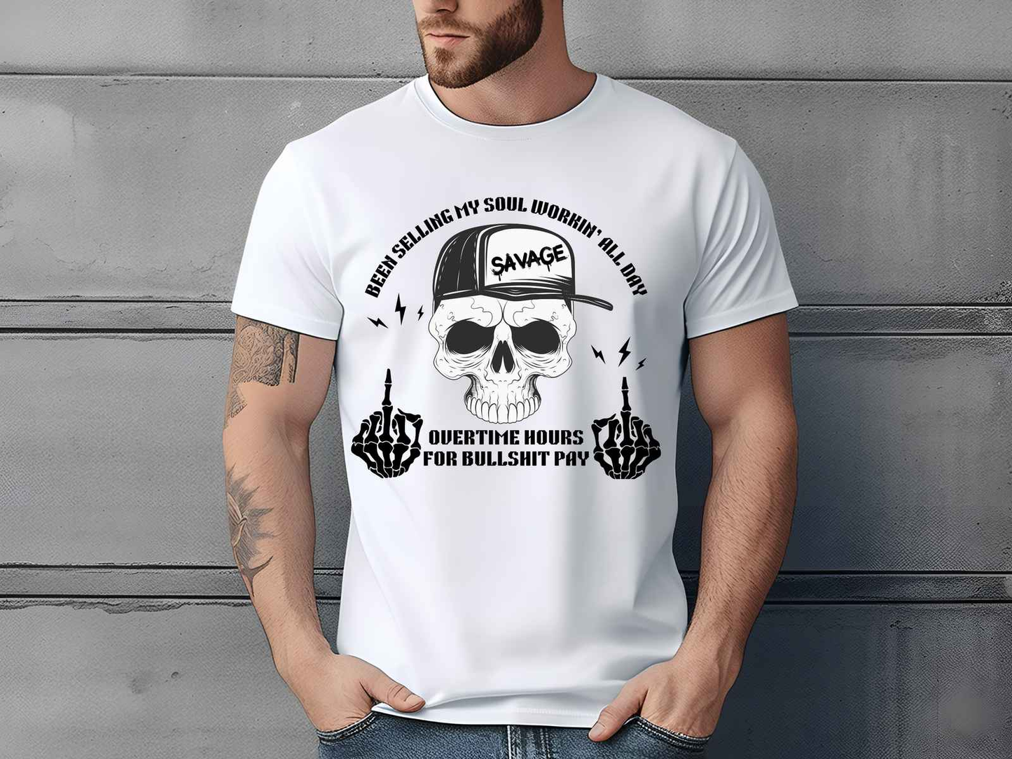 Workin’ All Day Skeleton Shirt White