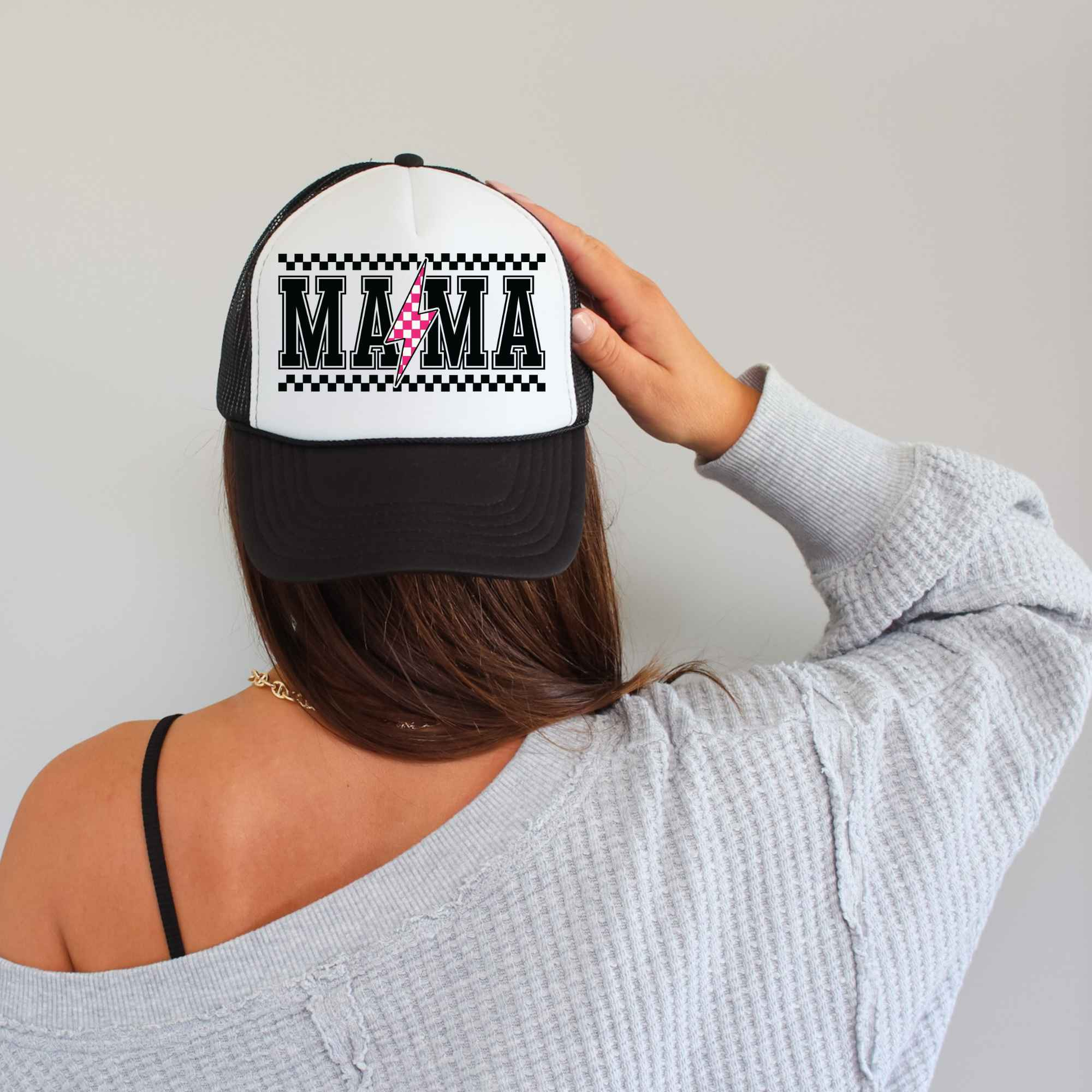 Checkered Mama Trucker Hat