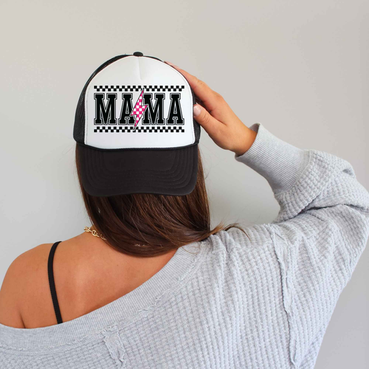 Checkered Mama Trucker Hat