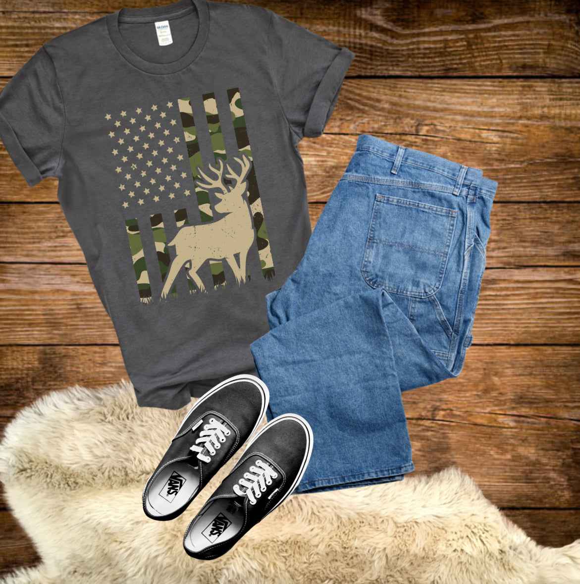 Deer Camo Flag Shirt