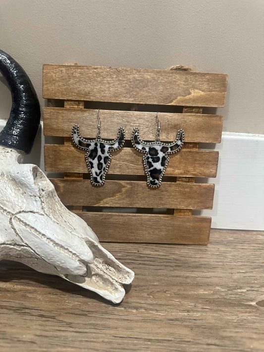 Steer Head Cow Dangle Earrings