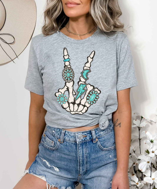Peace Western Skelly Hand Tee