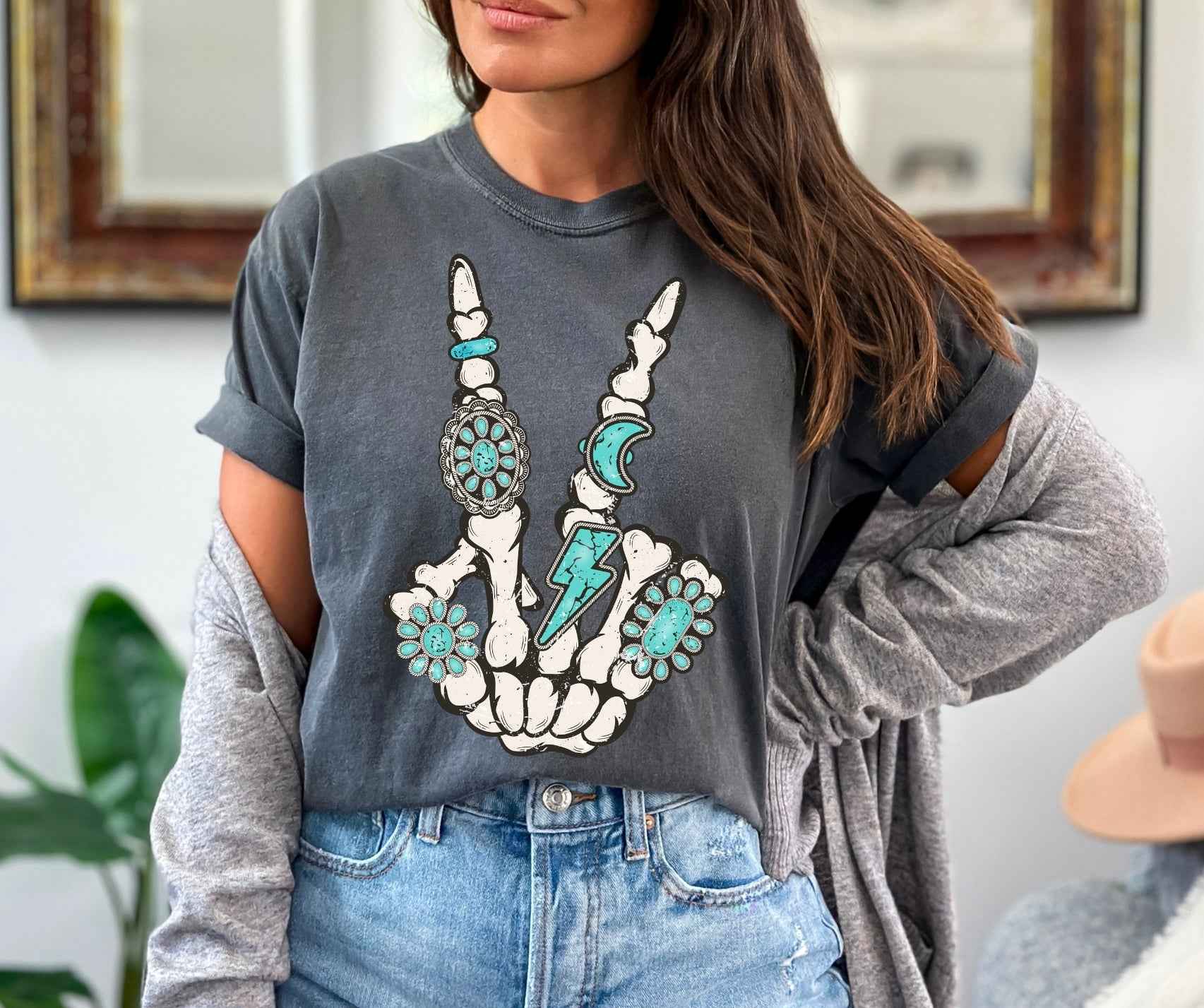 Peace Western Skelly Hand Tee