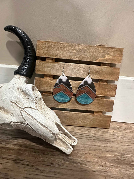 Faux Leather Western Dangle Earrings