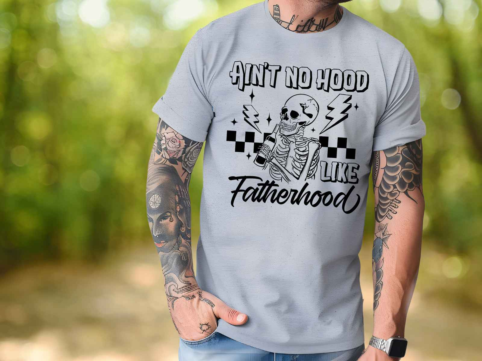 Ain’t No Hood like Fatherhood Shirt Athletic Gray