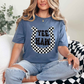 Checkered YeeHaw Tee Indigo Blue