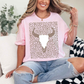 Cheetah Cow Skull Tee Light Pink
