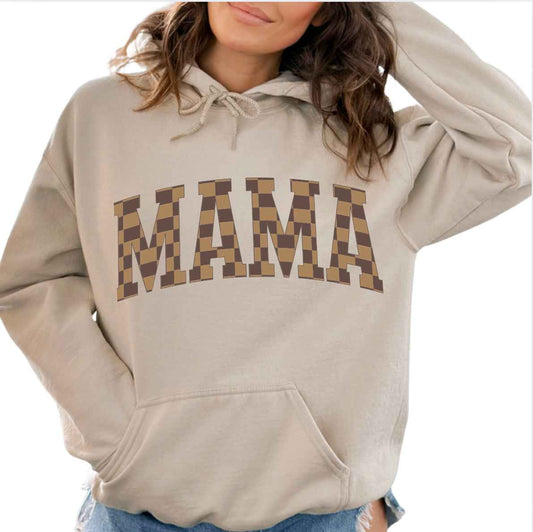 Brown Checkered Mama Hoodie