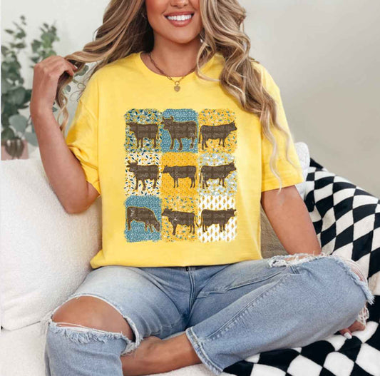 Cow Quilt Collage Shirt