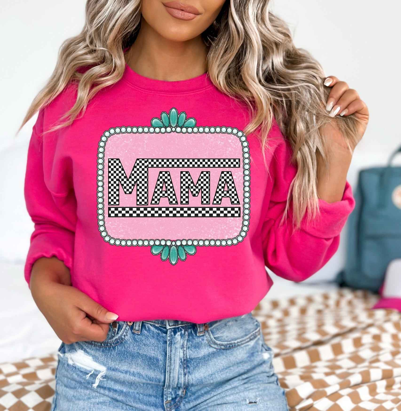 Checkered Western Mama Crew