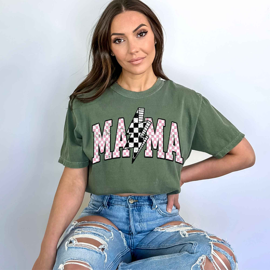 Pink Checkered Mama Tee