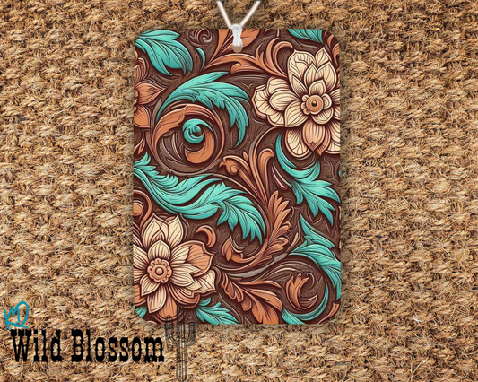 Floral Tooled Leather Felt Freshie