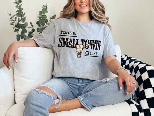 Just a Small Town Girl Tee Athletic Gray