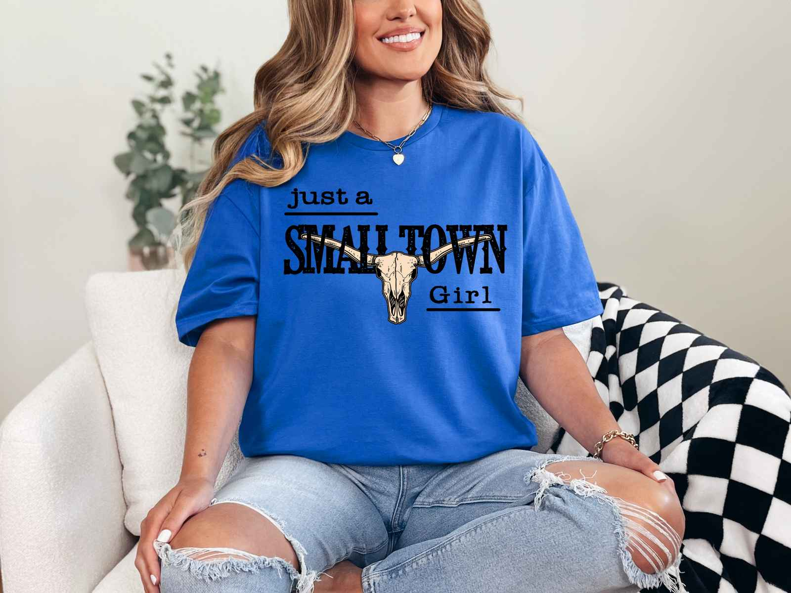 Just a Small Town Girl Tee Royal Blue