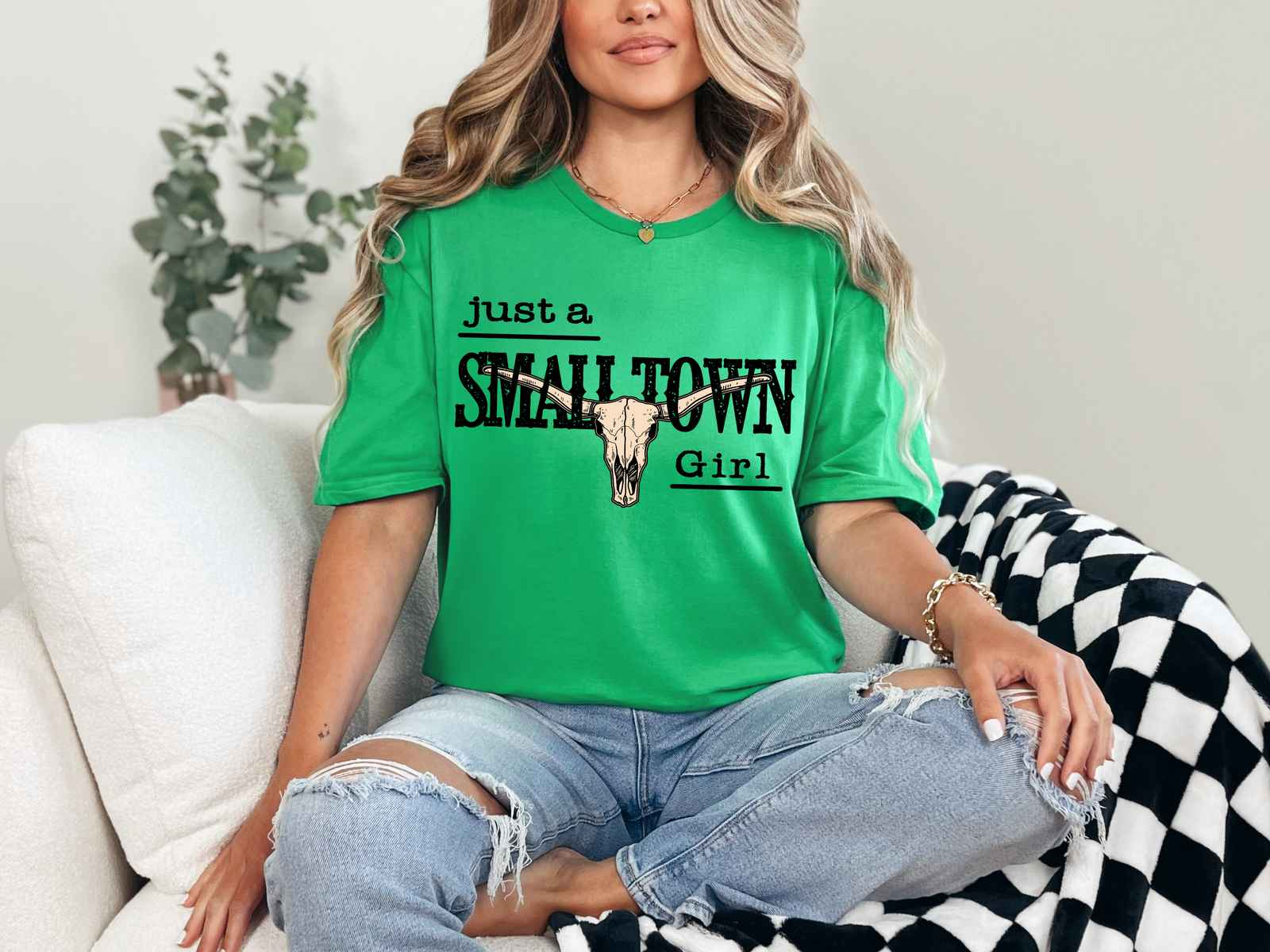 Just a Small Town Girl Tee Heather Irish Green