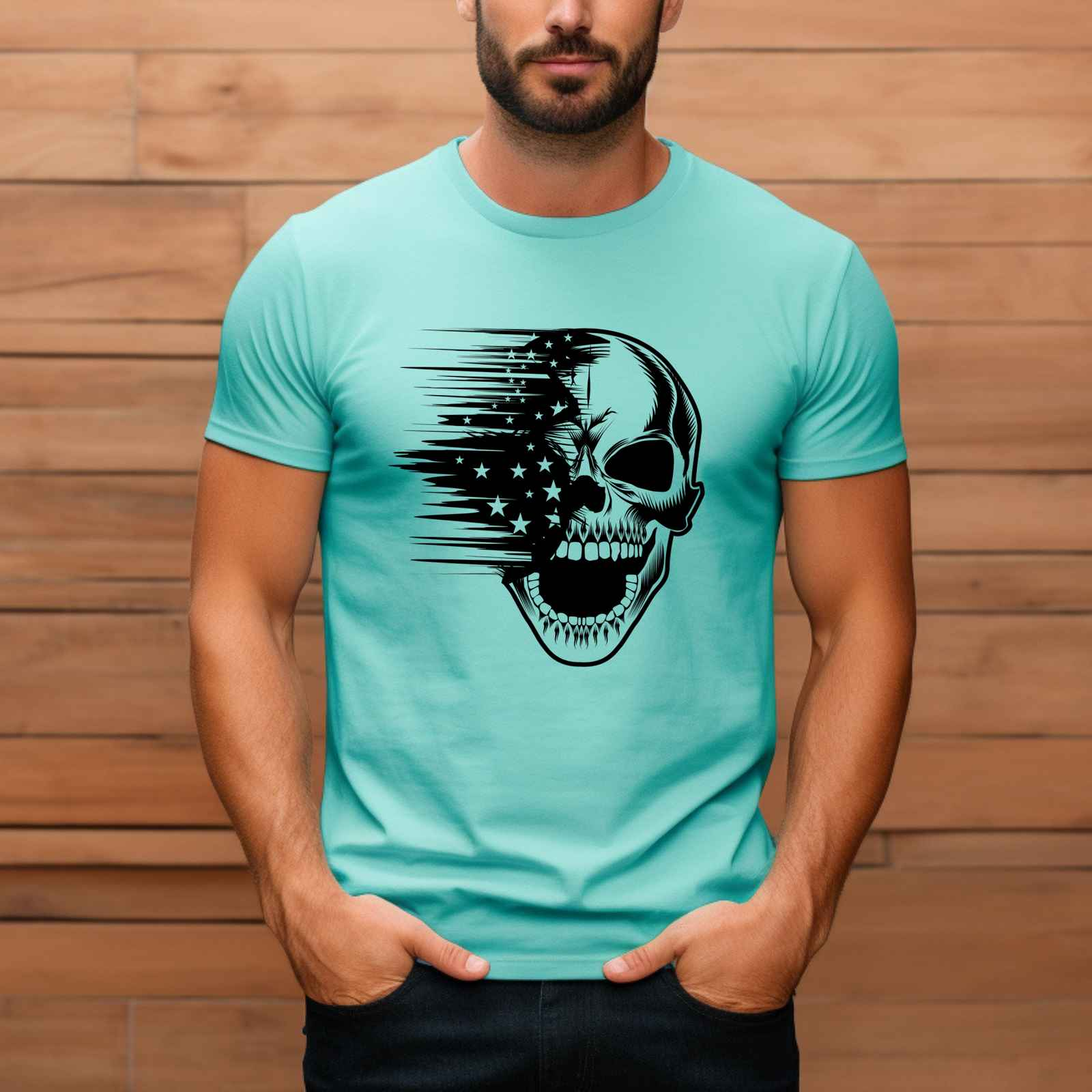 Skeleton Skull Shirt Turquoise