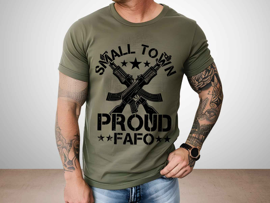 Small Town Proud Shirt Heather Military Green