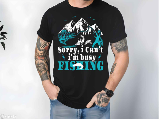 Sorry I can’t Fishing Shirt Black