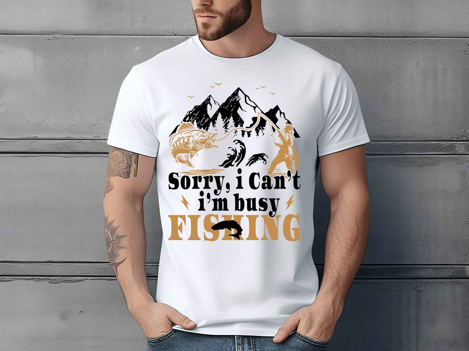 Sorry I can’t Fishing Shirt White