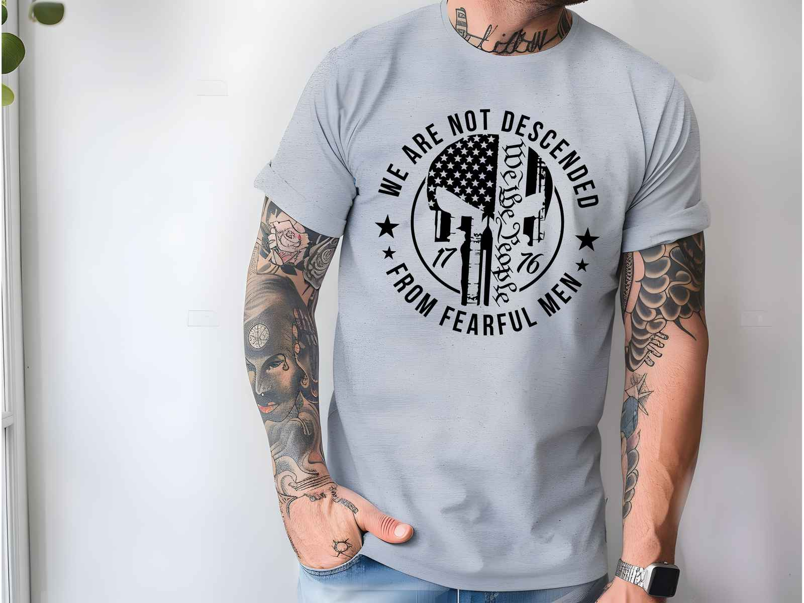 We Are Not Descended Shirt Athletic Gray