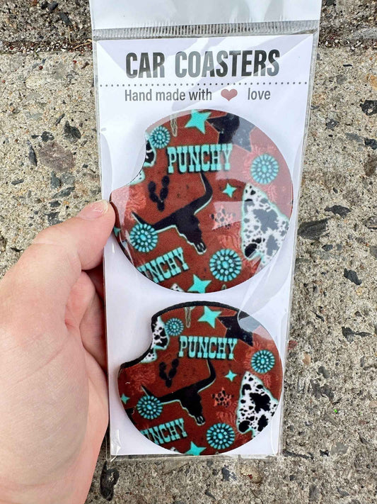 Western Punchy Car Coasters