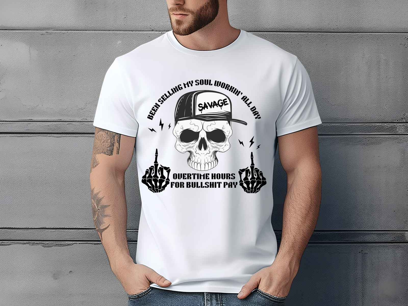 Workin’ All Day Skeleton Shirt White