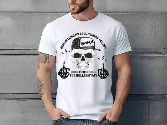 Workin’ All Day Skeleton Shirt White